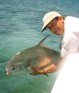 Capt. Dexter Simmons releases a 15 pound Permit in the Key West backcountry flats.