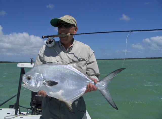 Permit are on the flats in good sizes and good numbers, like this 19 pound beauty!